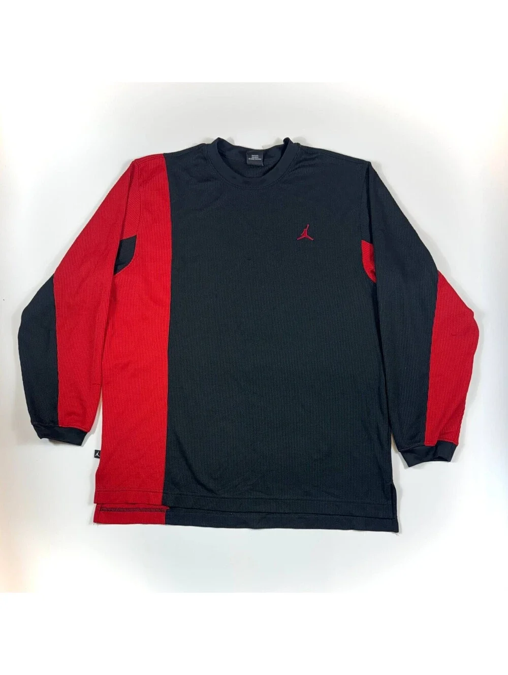 Jordan 20 05 Thermal Shirt Mens Large Black Red Waffle Knit Long Sleeve